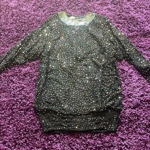 Elegant Black Long Sleeve Dress with Sequin Detail